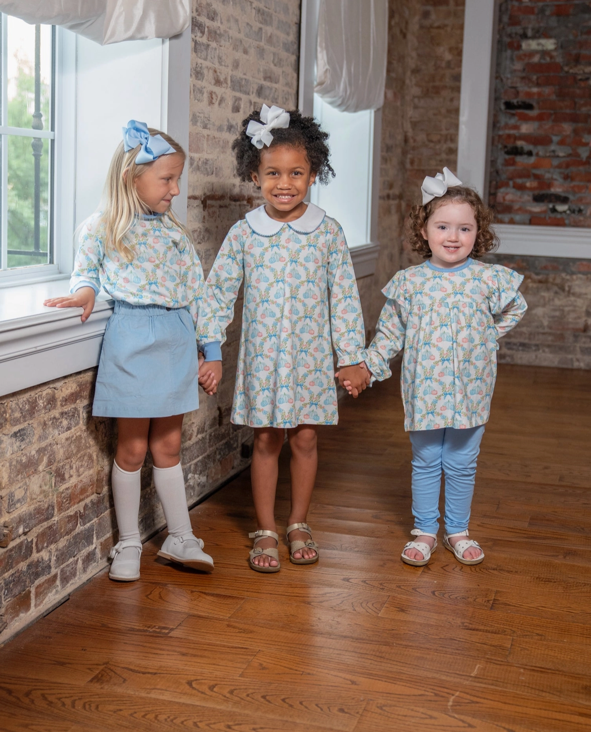 Presley Kait Pumpkin Bow Long Sleeve Dress