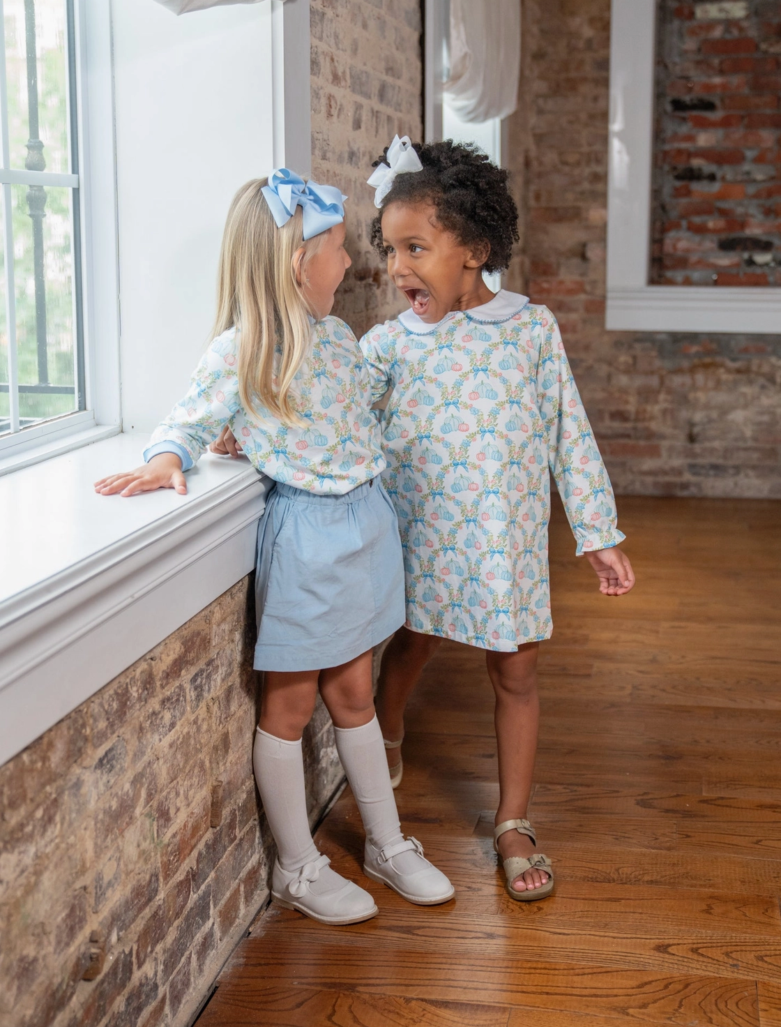 Presley Kait Pumpkin Bow Long Sleeve Dress