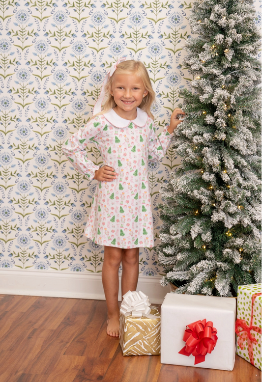 Presley Kait Preppy Christmas Long Sleeve Dress