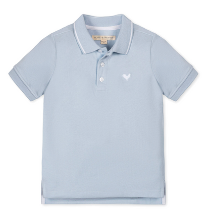 Organic Pique Polo - Pale Blue
