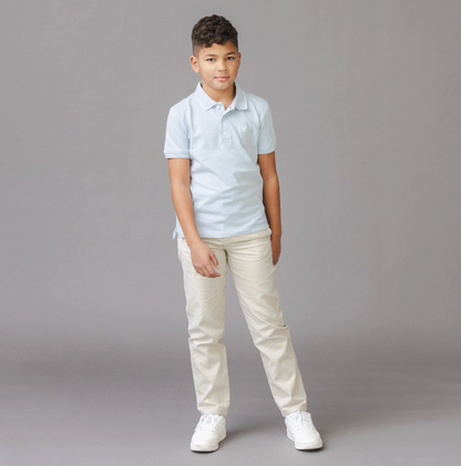 Organic Pique Polo - Pale Blue