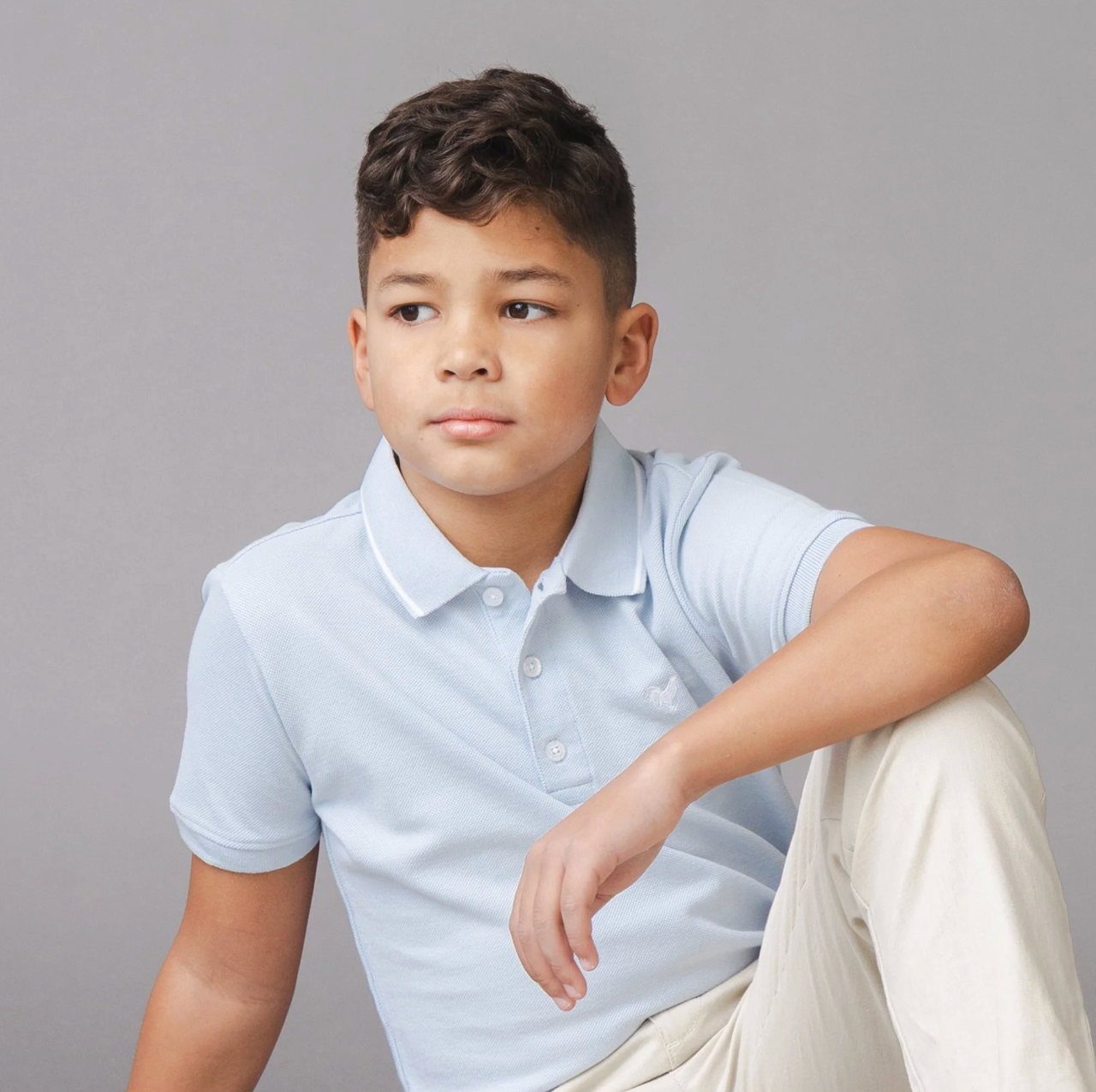 Organic Pique Polo - Pale Blue