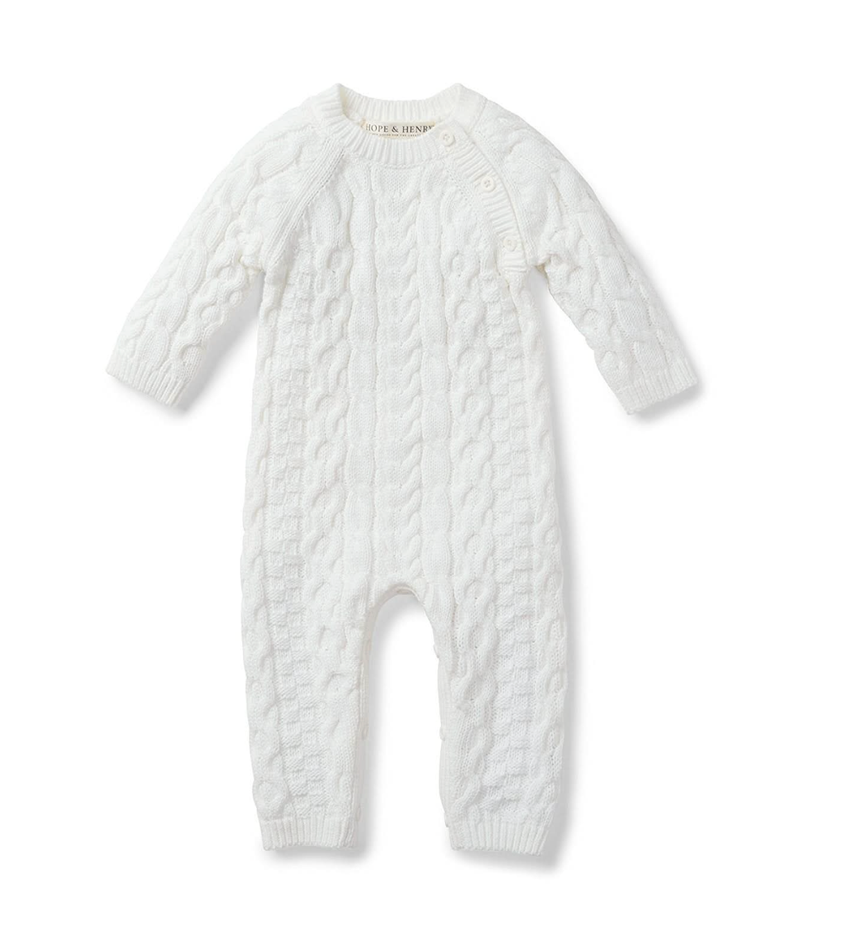 Organic Cable Knit Sweater Romper - Soft White