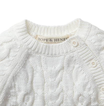 Organic Cable Knit Sweater Romper - Soft White