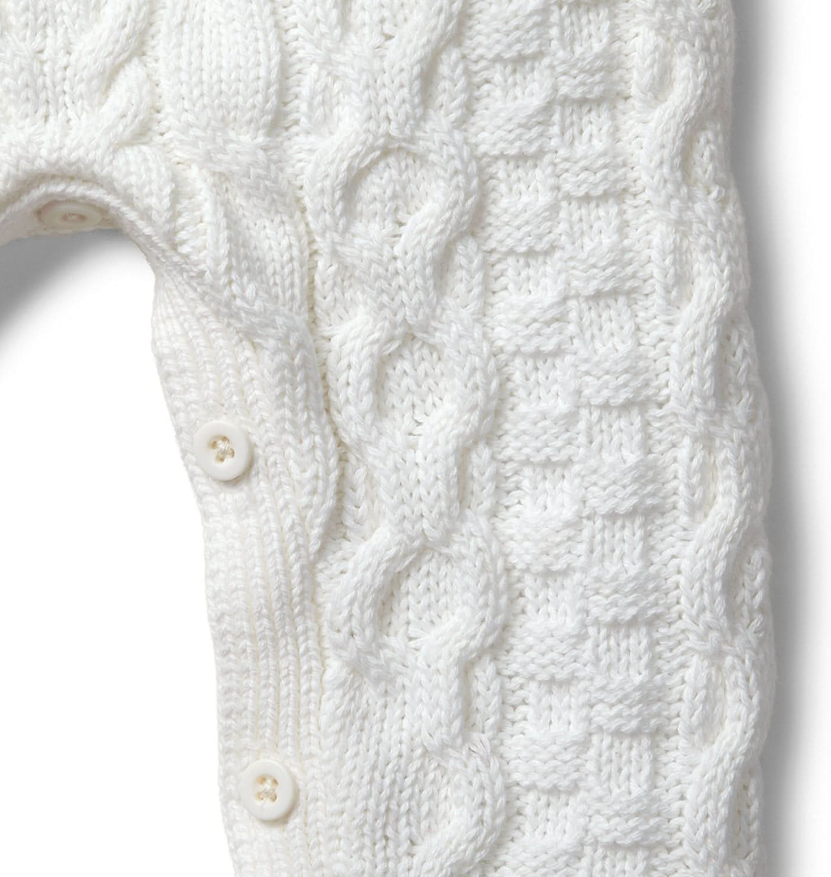 Organic Cable Knit Sweater Romper - Soft White
