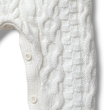 Organic Cable Knit Sweater Romper - Soft White