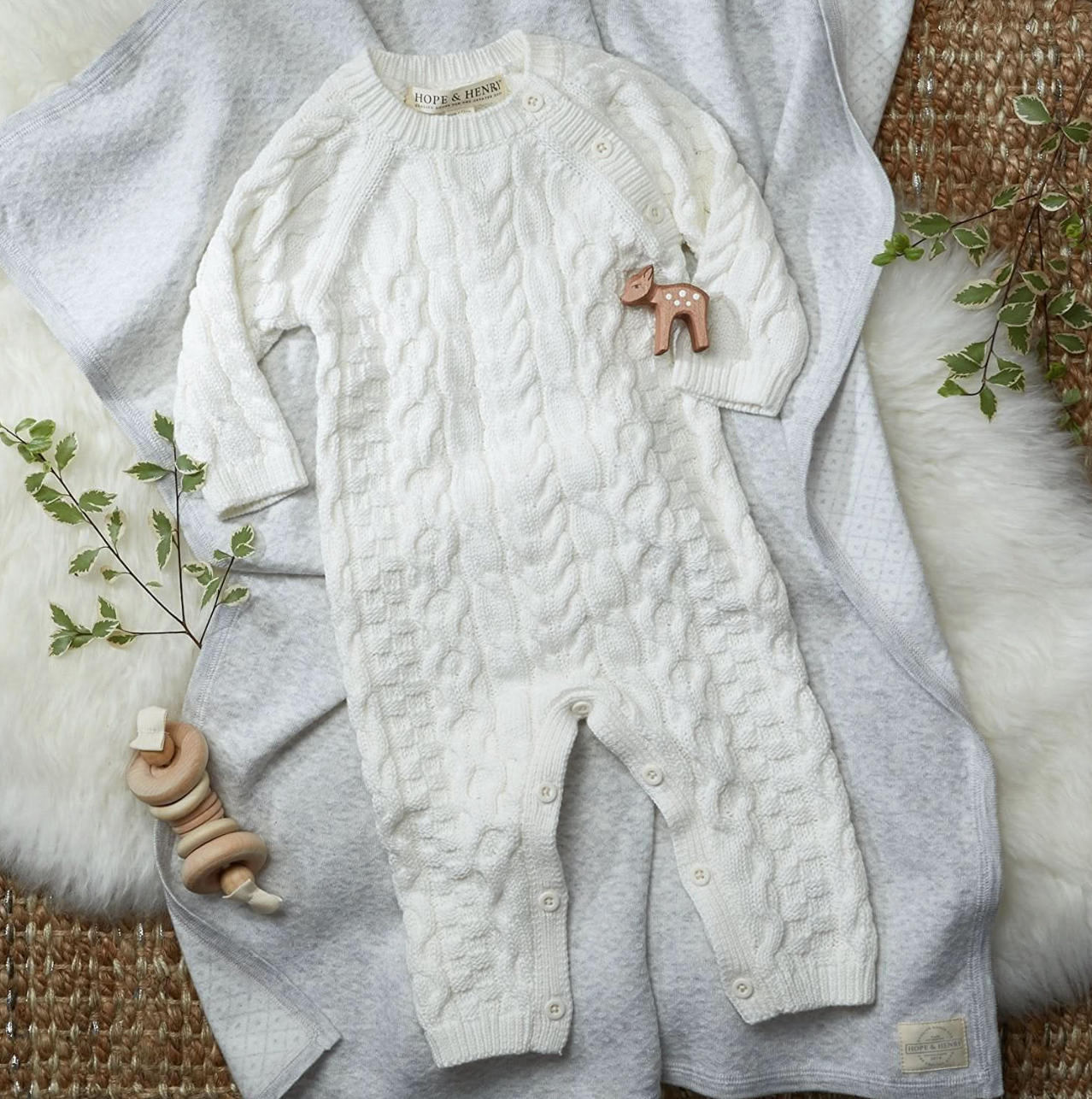 Organic Cable Knit Sweater Romper - Soft White