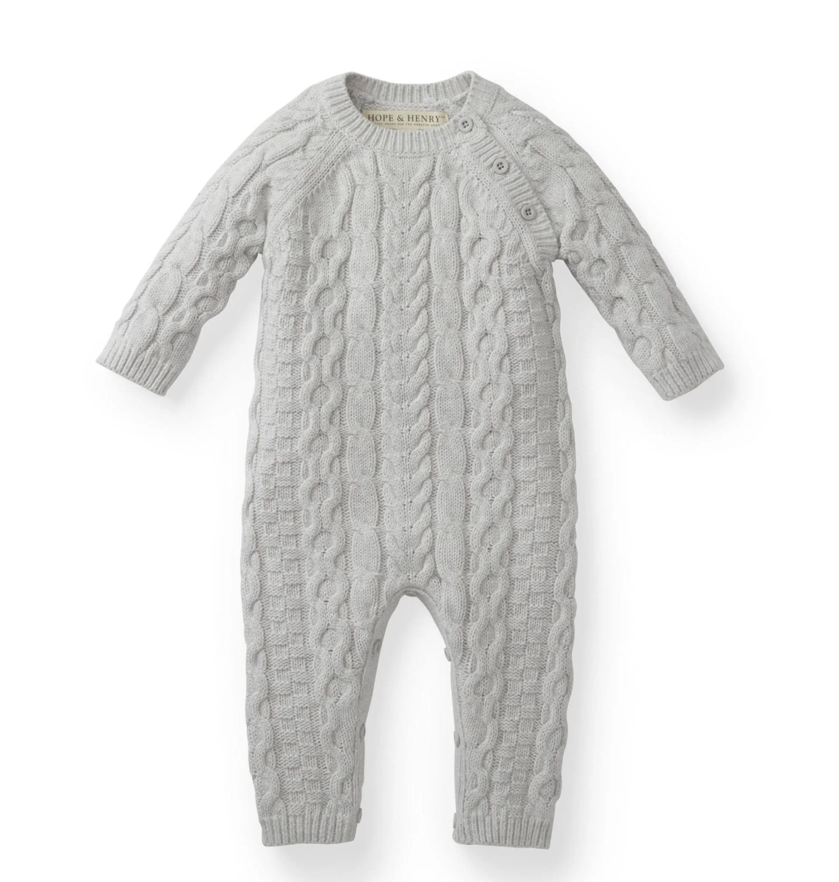 Organic Cable Knit Sweater Romper - Heather Gray