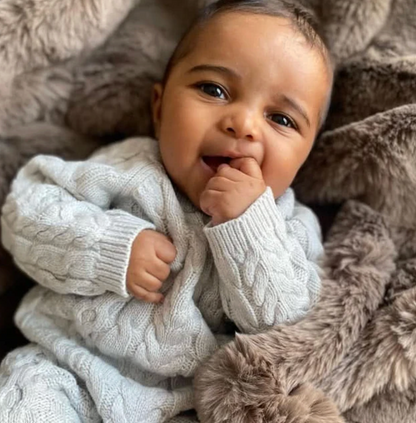 Organic Cable Knit Sweater Romper - Heather Gray