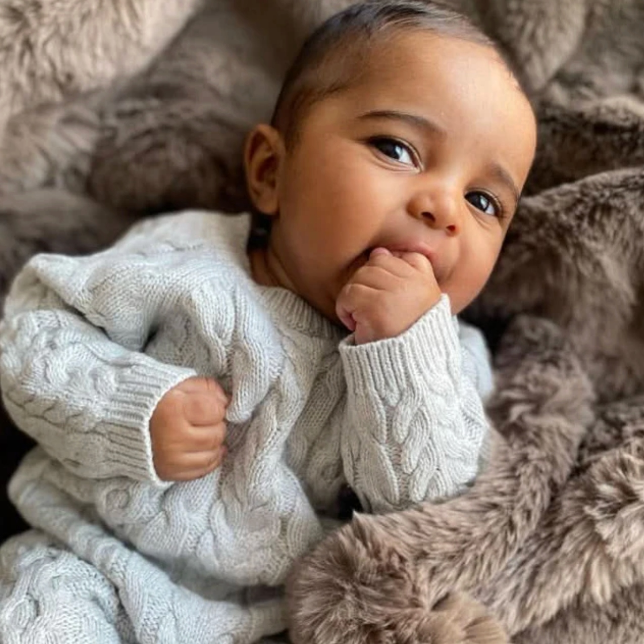 Organic Cable Knit Sweater Romper - Heather Gray