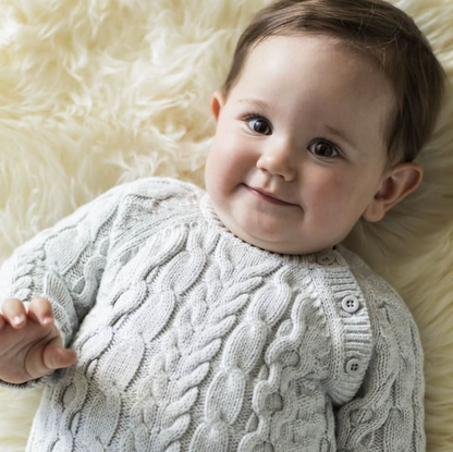 Organic Cable Knit Sweater Romper - Heather Gray