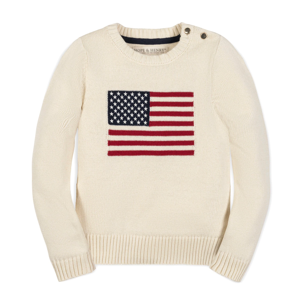 Organic Crew Neck Flag Sweater - Ivory