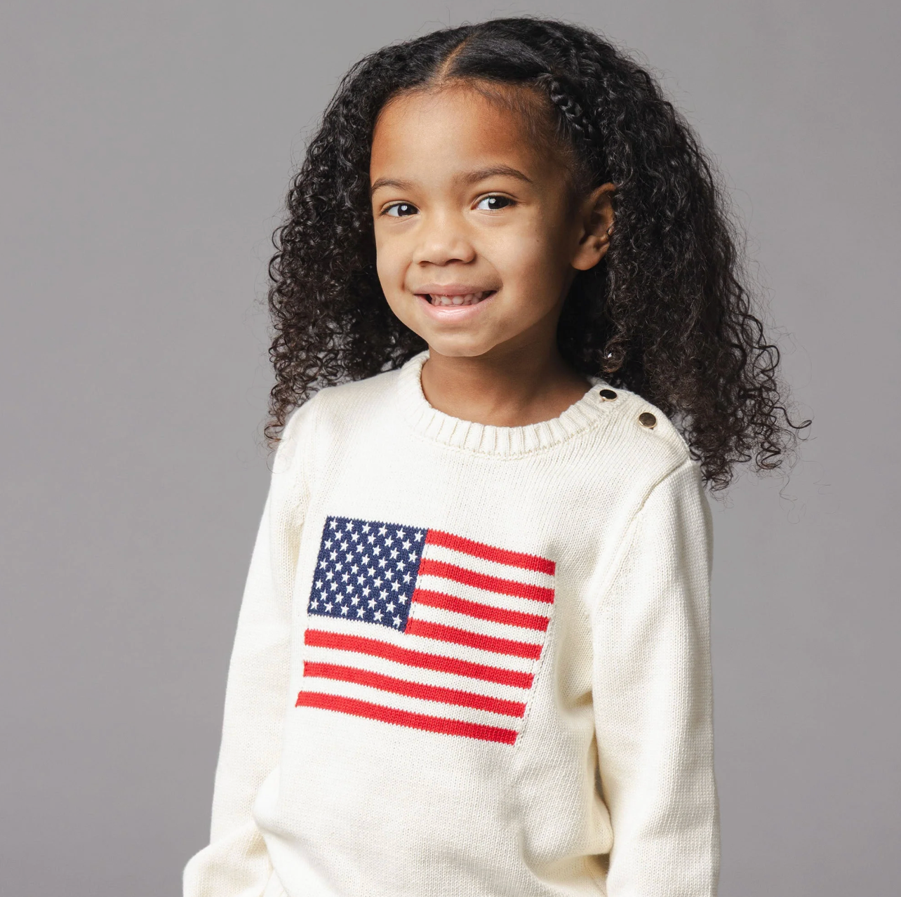 Organic Crew Neck Flag Sweater - Ivory