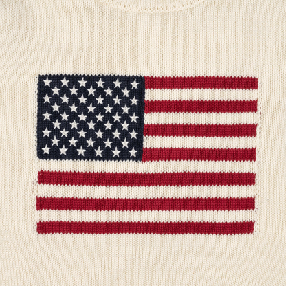 Organic Crew Neck Flag Sweater - Ivory