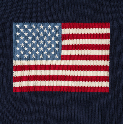 Organic Crew Neck Flag Sweater - Boys Navy