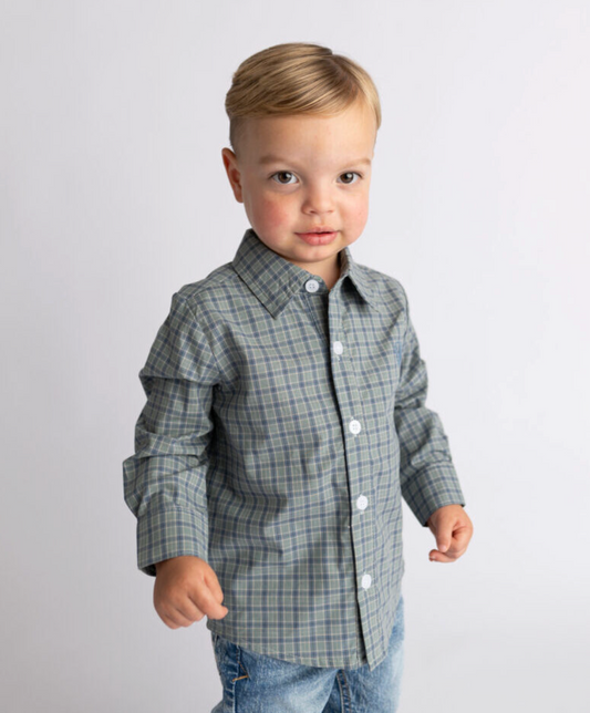 Henry Button Down - Green & Blue Plaid