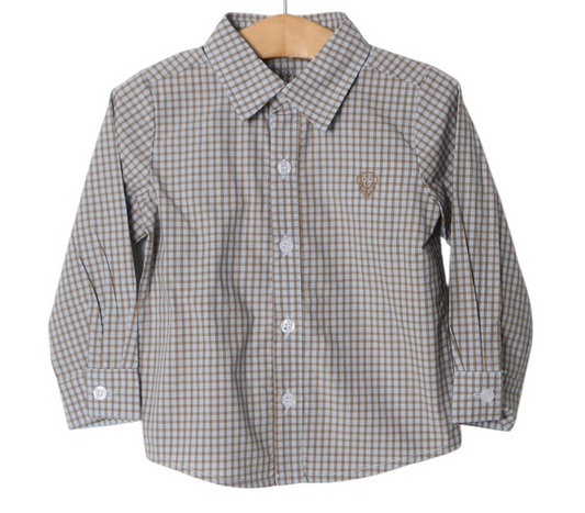 Bennett Button Down - Blue & Brown Plaid