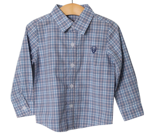 John Luke Button Down - Blue Plaid
